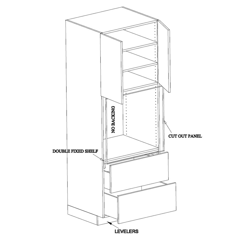 Single Oven Tall Cabinet 2 Drawers