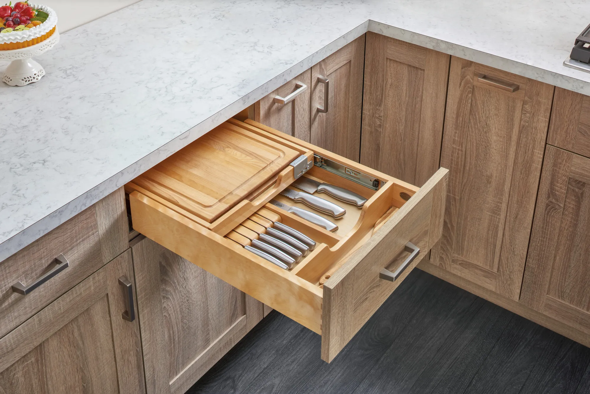 Combination Knife Holder/Cutting Board Drawer